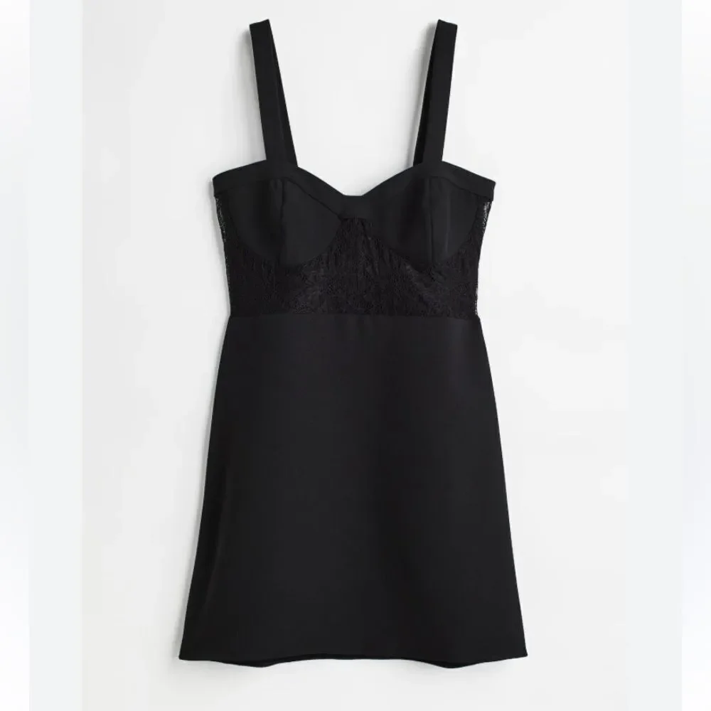 h&m black corset dress NWT MUGLER H&M Black Corset style mini Dress Black Size L